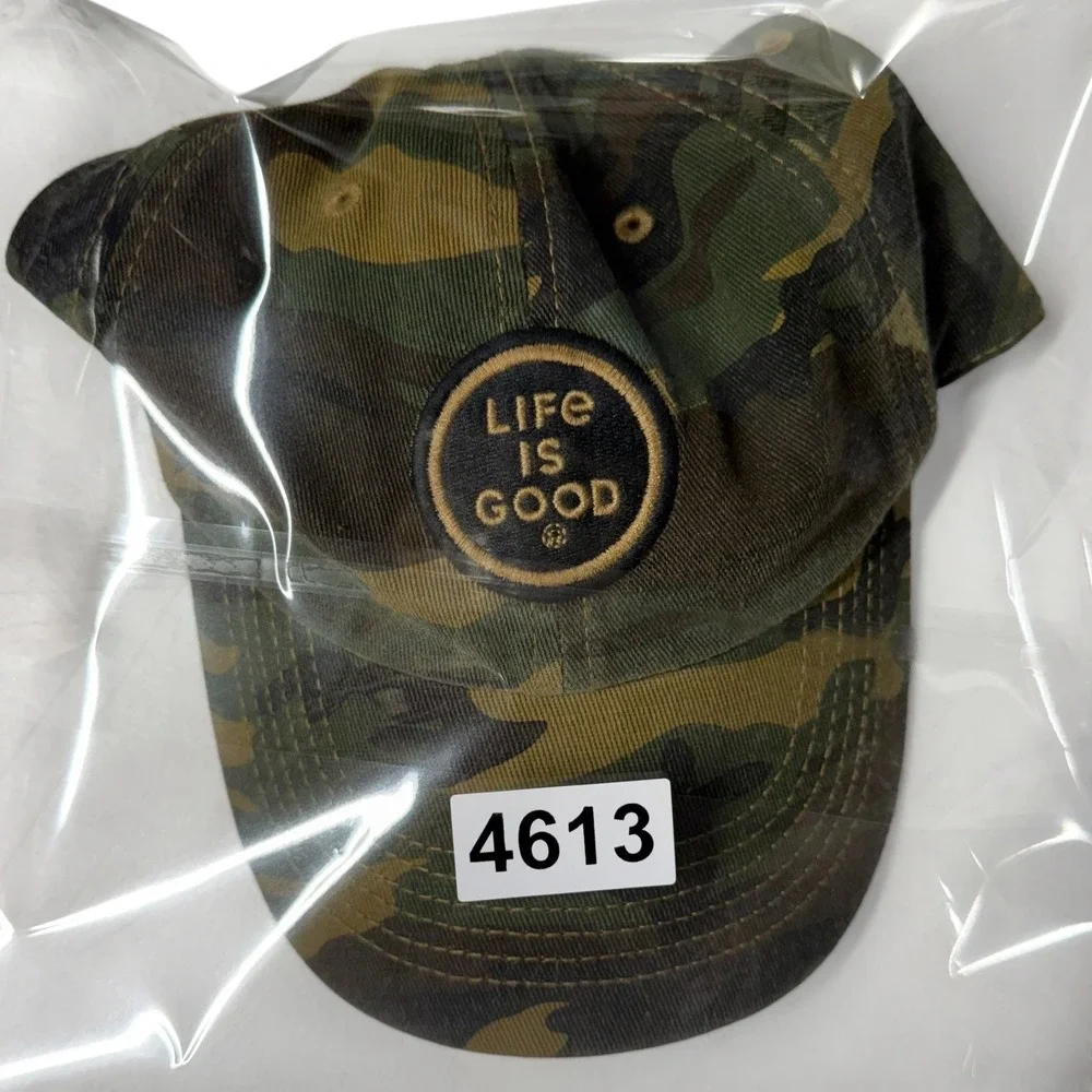 Life is Good Camo Baseball Cap Adjustable Camouflage Hat Green Brown Cotton - Picture 8 of 8